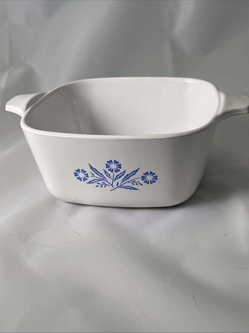 Vintage Corning Ware Baking Dish White Blue Cornflower Square P-43-B 2 3/4 Cup - Picture 1 of 8